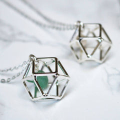 Close up of Geometric Birthstone Necklace