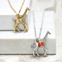 Giraffe Charm Necklace sterling silver and 24ct gold