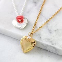 Gold and silver vintage heart locket necklaces