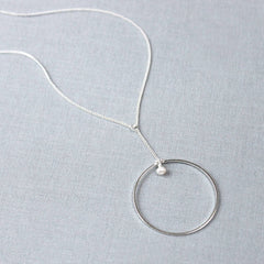 Sterling silver Hoop Necklace with freshwater pearl