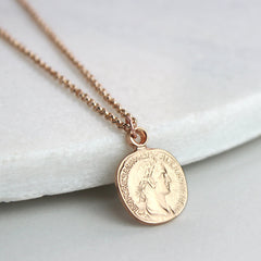Personalised coin necklace, rose gold
