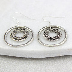 Vintage Hoop Circle Earrings, silver