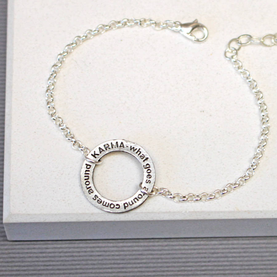 Close up of Karma Bracelet, Silver