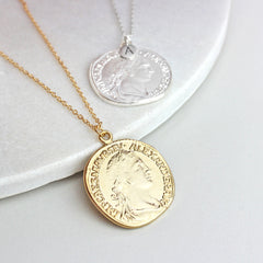 Personalised Coin Necklace, gold and silver