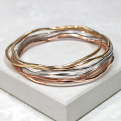 Gold, silver and rose gold bangle set perfect for stacking