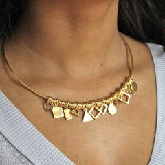 24ct gold plated Multi Shape Charm Choker Necklace