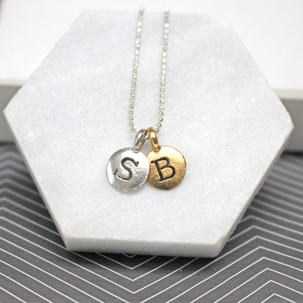 Close up of Personalised Initials Necklace