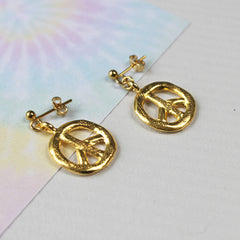 24ct gold plated Peace Sign Earrings
