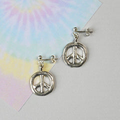 Sterling silver plated Peace Sign Earrings