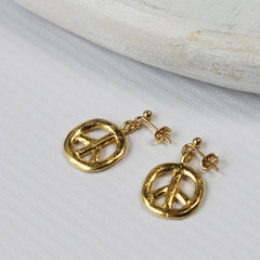 24ct gold plated Peace Sign Earrings