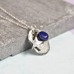 Sterling silver plated September birthstone birthday gift Lapis birthstone necklace