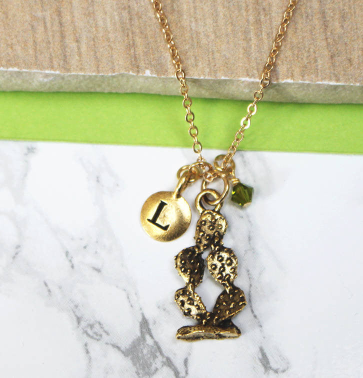 Personalised Cactus Charm Necklace