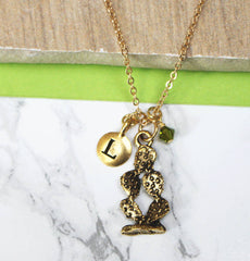 24ct gold plated Personalised Cactus Charm Necklace