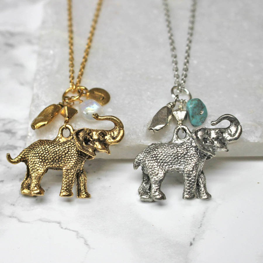 Pair vtg SPOON FORK double Elephant Necklace silver Silverware birthstone  set | eBay