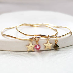 24ct gold plated Personalised Star And Swarovski Crystal Bangle