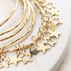 24ct gold plated Personalised Star Bangles With Swarovski Crystals