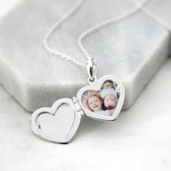 Close up of Personalised Message Heart Locket Necklace picture inside