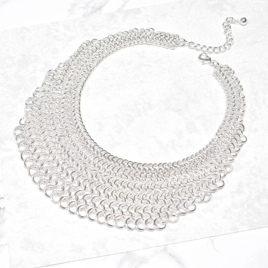 Silver Chainmail Statement Necklace – Jamie London