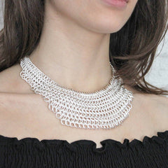 Silver Chainmail Statement Necklace