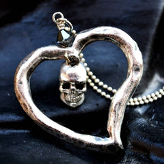 Sterling silver plated Skull Heart Necklace
