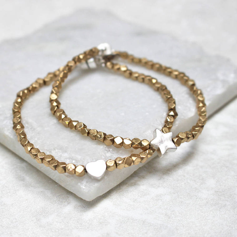 Gold Bead Charm Bracelet