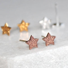 Star Stud Earrings, Rose Gold