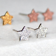 Star Stud Earrings, Silver