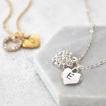 normal personalised diamante heart necklace