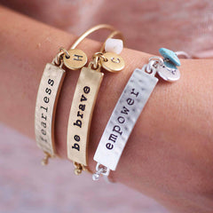 Fearless, be brave and empower mantra bangles