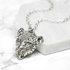Silver Cheetah Charm Necklace